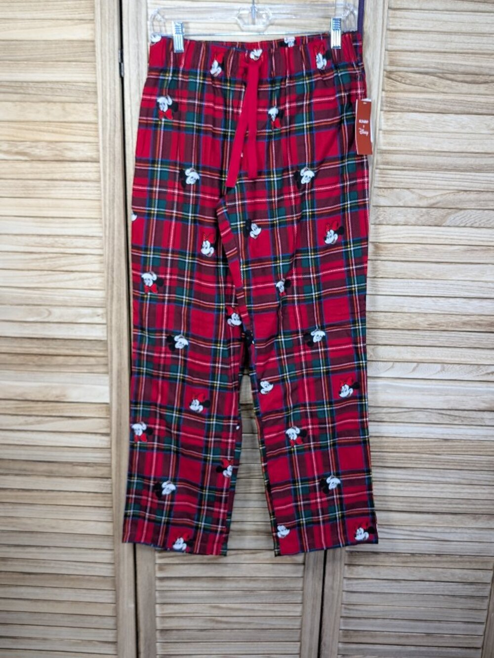 Disney Red Plaid Mickey Mouse Pajama Pants Match the Fam! Size XS NWT - Picture 2 of 13